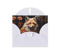 WZYCWB Fox and Flowers Patterned White Holiday Card (6x4) with Envelope. Suitable for birthdays, weddings, and condolences.