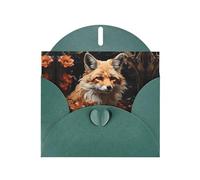 WZYCWB Fox and Flowers Printed Dark Green Pearlescent Paper Holiday Card with Envelope. Suitable for birthday wishes wedding congratulations and condolences.
