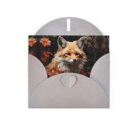WZYCWB Fox and Flowers Printed Gray Pearlescent Paper Holiday Card with Envelope. Suitable for birthday wishes wedding congratulations and condolences.