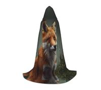 WZYCWB fox cartoon Printed Hooded Cape | Cosplay Costume, Halloween Anime Party Prop - Medium