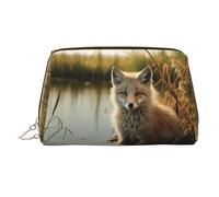 WZYCWB Fox in The Water Patterned Leather Cosmetic Bag - Perfect for Carry-On or Home Organization