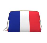 WZYCWB French flag Leather cosmetic bag with pockets, portable travel cosmetic bag, large capacity cosmetic storage bag,
