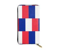WZYCWB French flag Leather wallet, zipper compartment large capacity, good gift for friends, 7.5 * 4.1 inch long clutch, Black, One Size, Black, One Size