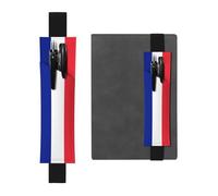 WZYCWB French Flag Printed Large-Capacity PVC Pen Holder + Creative Diary Pen Bag Set with Elastic Band Anti-Slip Design