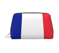 WZYCWB French Flag Printed Leather Cosmetic Bag for Women - Stylish and Soft, Durable