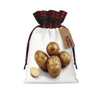 WZYCWB Fresh potatoes Christmas Gift Bags for Christmas Party Supplies Decorations, 8.3 * 11.8 Inch Colorblock Burlap Drawstring Gift Bags,