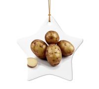 WZYCWB Fresh potatoes patterned Star Shape ceramic pendant, perfect for decorating your home Christmas tree for winter parties