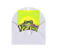 WZYCWB Frog in a pond Blank Holiday Greeting Cards, Foldable 6 * 4 Inch Christmas, Thank You, Send Family, Birthday Note Cards with Envelopes