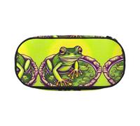 WZYCWB Frog in a Pond Large Capacity Pencil Bag - Multifunctional Storage Box, Portable and Durable Pencil Bag for Office and School Supplies