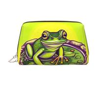 WZYCWB Frog in a Pond Patterned Leather Cosmetic Bag - Perfect for Carry-On or Home Organization