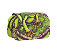 WZYCWB Frog in a pond Patterned Portable Pencil Case ideal for organizing pens in the office or storing makeup brushes