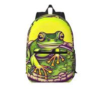 WZYCWB Frog in a pond Printed backpack with pockets - suitable for work, business trips, travel, sports