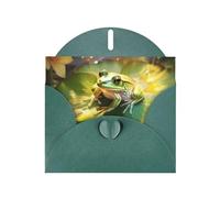 WZYCWB Frog on a Lotus Leaf Dark Green Pattern cards, holiday greeting cards, suitable for family, friends and couples