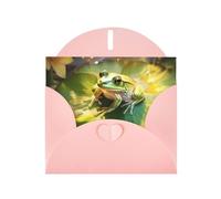 WZYCWB Frog on a Lotus Leaf Pink Pattern cards, holiday greeting cards, suitable for family, friends and couples