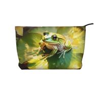 WZYCWB Frog on a Lotus Leaf Printed Travel Cosmetic Bag, Perfect for Business Trips and Vacations.