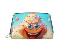 WZYCWB Frozen Yogurt Patterned Leather Cosmetic Bag - Perfect for Carry-On or Home Organization