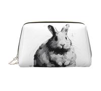 WZYCWB Funny Bunny Patterned Leather Cosmetic Bag - Perfect for Carry-On or Home Organization