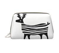 WZYCWB Funny Deer Patterned Leather Cosmetic Bag - Perfect for Carry-On or Home Organization