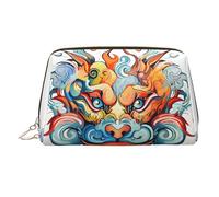 WZYCWB Funny Expressions Patterned Leather Cosmetic Bag - Perfect for Carry-On or Home Organization