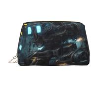 WZYCWB Future Robot Patterned Leather Cosmetic Bag - Perfect for Carry-On or Home Organization