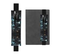 WZYCWB Future Robot Printed Large-Capacity PVC Pen Holder + Creative Diary Pen Bag Set with Elastic Band Anti-Slip Design