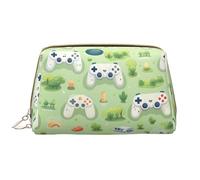WZYCWB Gamepad in the grass Leather cosmetic bag with pockets, portable travel cosmetic bag, large capacity cosmetic storage bag,