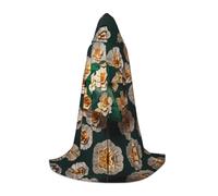 WZYCWB Gardenia Umbrella Printed Large Hooded Cape, Holiday Party Costume, Carnival Party Prop, Sizes S/M/L