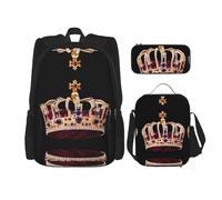 WZYCWB Gemstone Crown Campus life backpack set (3 pieces) - school bag + pencil case + lunch bag, meet all the daily needs of students!