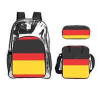 WZYCWB German flag Printed backpack set | Lunch bag and pencil case | Perfect for work, business trips, and vacations.