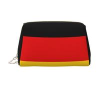 WZYCWB German Flag Printed Leather Cosmetic Bag for Women - Stylish and Soft, Durable