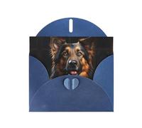WZYCWB German Shepherd Printed Blue Pearlescent Paper Holiday Card with Envelope. Suitable for birthday wishes wedding congratulations and condolences.