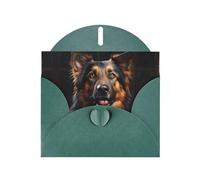 WZYCWB German Shepherd Printed Dark Green Pearlescent Paper Holiday Card with Envelope. Suitable for birthday wishes wedding congratulations and condolences.