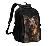 WZYCWB German Shepherd Printed laptop backpack, business men's commuter backpack, computer bag with USB port charging