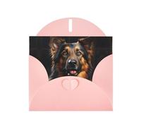 WZYCWB German Shepherd Printed Pink Pearlescent Paper Holiday Card with Envelope. Suitable for birthday wishes wedding congratulations and condolences.