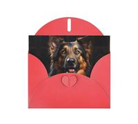 WZYCWB German Shepherd Printed Red Pearlescent Paper Holiday Card with Envelope. Suitable for birthday wishes wedding congratulations and condolences.