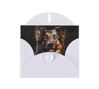 WZYCWB German Shepherd Printed White Pearlescent Paper Holiday Card with Envelope. Suitable for birthday wishes wedding congratulations and condolences.