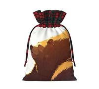WZYCWB Giant bear Christmas Gift Bags for Christmas Party Supplies Decorations, 8.3 * 11.8 Inch Colorblock Burlap Drawstring Gift Bags,