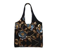 WZYCWB Gilded Camellia Printed single-shoulder canvas bag, fashionable daily canvas bag, suitable for daily travel and shopping