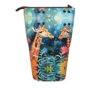 WZYCWB Giraffe Couple Printed Retractable Pen Holder for Dorm or Office use.