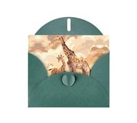 WZYCWB Giraffe mother and child Patterned Dark Green Holiday Card (6x4) with Envelope. Suitable for birthdays, weddings, and condolences.