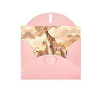 WZYCWB Giraffe mother and child Patterned Pink Holiday Card (6x4) with Envelope. Suitable for birthdays, weddings, and condolences.