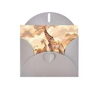 WZYCWB Giraffe mother and child Printed Gray Pearlescent Paper Holiday Cards 6x4 Inches - With Envelopes for Birthdays, Weddings, and Condolences