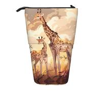 WZYCWB Giraffe Mother and Child Printed Retractable Pen Holder for Dorm or Office use.