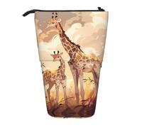 WZYCWB Giraffe Mother and Child Printed Retractable Pen Holder Suitable for use as a Simple Cosmetic Bag, Wallet, etc.