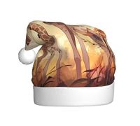 WZYCWB Giraffe mother and child Printed Santa hat, festive New Year's decorative hat, suitable for adults and children at Christmas parties.