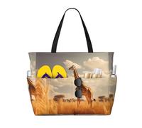 WZYCWB giraffes Foldable beach travel bag, large capacity beach bag with zipper, perfect for shopping bags, pool, gym, travel shopping,