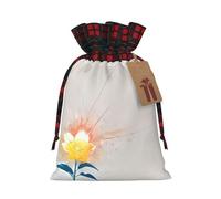 WZYCWB Glorious yellow flower in bloom Christmas Gift Bags for Christmas Party Supplies Decorations, 8.3 * 11.8 Inch Colorblock Burlap Drawstring Gift Bags,