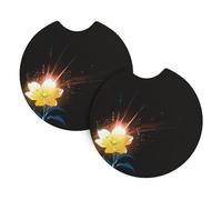 WZYCWB Glorious Yellow Flower in Bloom Patterned car Interior Coaster Pads 2-Pack, 2.7-inch Drink Coasters, Suitable for Most Cars, Trucks, SUVs