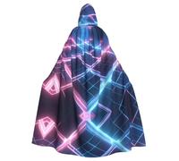 WZYCWB glow grid Halloween hooded cape, a stylish adult cape perfect for carnivals, themed parties, and masquerades.