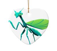 WZYCWB Glow-in-Dark Mantis patterned Heart Shape ceramic pendant, perfect for decorating your home Christmas tree for winter parties